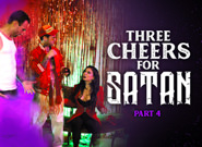 Three cheers for satan joanna angel alex legend joanna angel alex legend. Winner - Best Action Thriller, AVN 2020Nominated - Best Art Direction, AVN 2020Nominated - Best Director - Comedic Production: Joanna Angel, AVN 2020Nominated - Best Makeup, AVN 2020Nominated - Comedy Movie of the Year, XBIZ 2020Nominated - Best Art Direction, XBIZ 2020Nominated - Best Special Effects, XBIZ 2020Nominated - Best Music, XBIZ 2020It's an hour before the reunion and the devil (Small Hands) is getting ready to kick the night off. Kenzie Reeves and Kira Noir are there too, and they've got Jane Wilde restrained to keep her from messing up their plan.Tommy Pistol bounds in excitedly, announcing to everyone that he's there for the threesome with Kira and Kenzie. The devil instructs the girls to bind Tommy. As they slip the rope around him, Tommy is psyched. This is WAY kinkier than he thought it would be!Now, it's time for the SACRIFICE part of 'sacrificing a virgin.' The devil hands them an ax and tells them to do the deed. But just then, Jane slips out of her restraints, yelling that Tommy ISN'T a virgin anymore. But Kira and Kenzie don't believe her and Kira buries the ax in Tommy's chest as Jane screams in anguish. But it doesn't go according to plan...because Tommy is unhurt. A second later, Kira and Kenzie notice mysterious ax wounds on themselves. They cough and collapse, sputtering their last breaths.Suddenly Tommy begins to change, morphing into a younger version of himself. The young Tommy (Alex Legend) looks at himself in awe. Meanwhile, Jane has turned into a 38-year-old version of herself. The older Jane (Joanna Angel) is confused as to why Tommy looks and sounds like a French model. The devil explains that sometimes when you sacrifice a virgin and they're not ACTUALLY a virgin, the sacrifice can backfire, so Kenzie and Kira died and Tommy got all their beauty. Tommy and Jane look at each other, realizing that it was ALWAYS them that were meant to be together. They come together in an intense kiss. Jane grabs Tommy's cock, shocked at how great it is. She isn't even sure it will fit!Well, you know what they say: where there's a warlock, there's away!